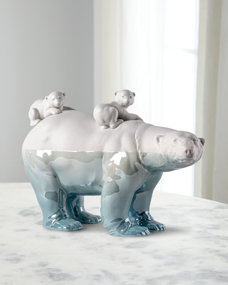 Lladro Mummy Bear and Babies Underwater Sculpture