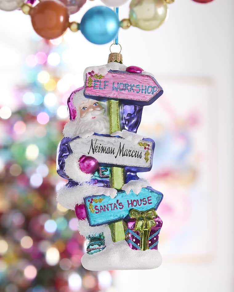 Neiman Marcus Santa with Road Signs Ornament