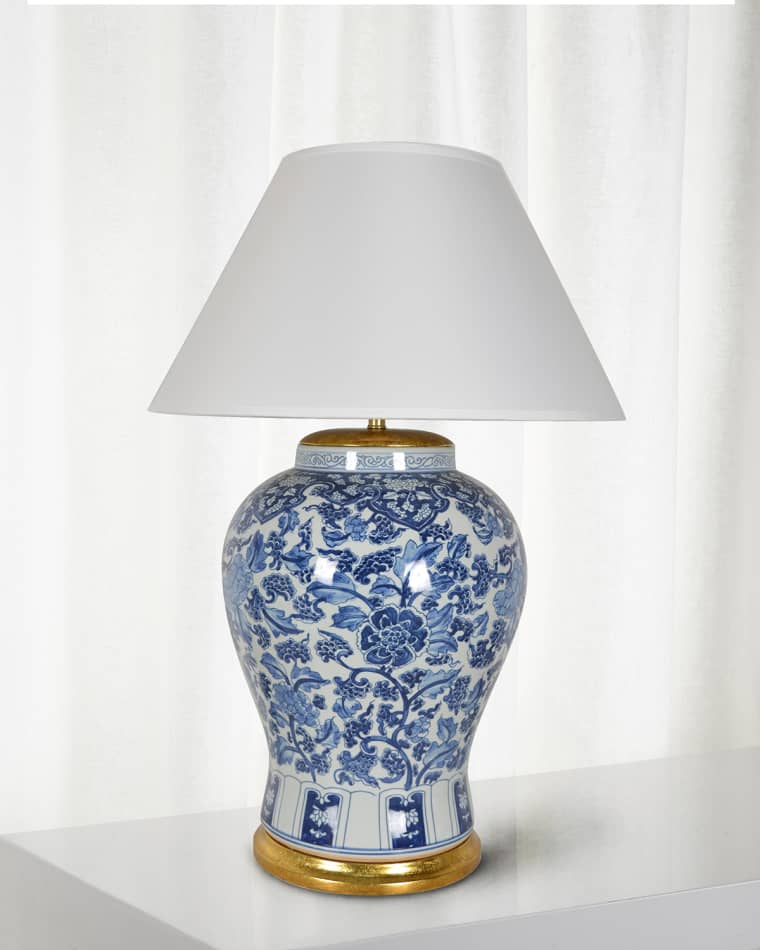 Winward Home Floral Vase Lamp With Golden Accents