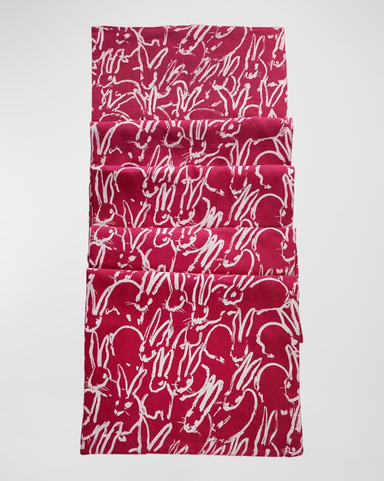 Hunt Slonem Fluffle Khadi Print Linen Table Runner