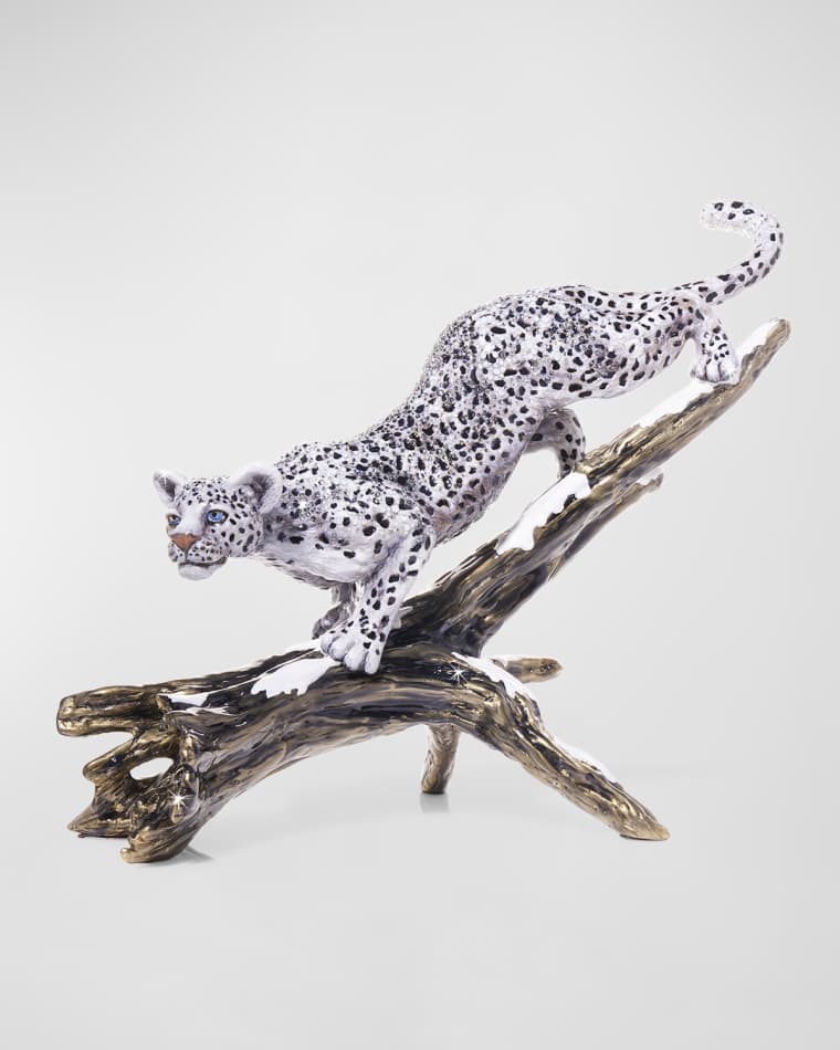 Jay Strongwater Snow Leopard Descending Branch Tabletop Object
