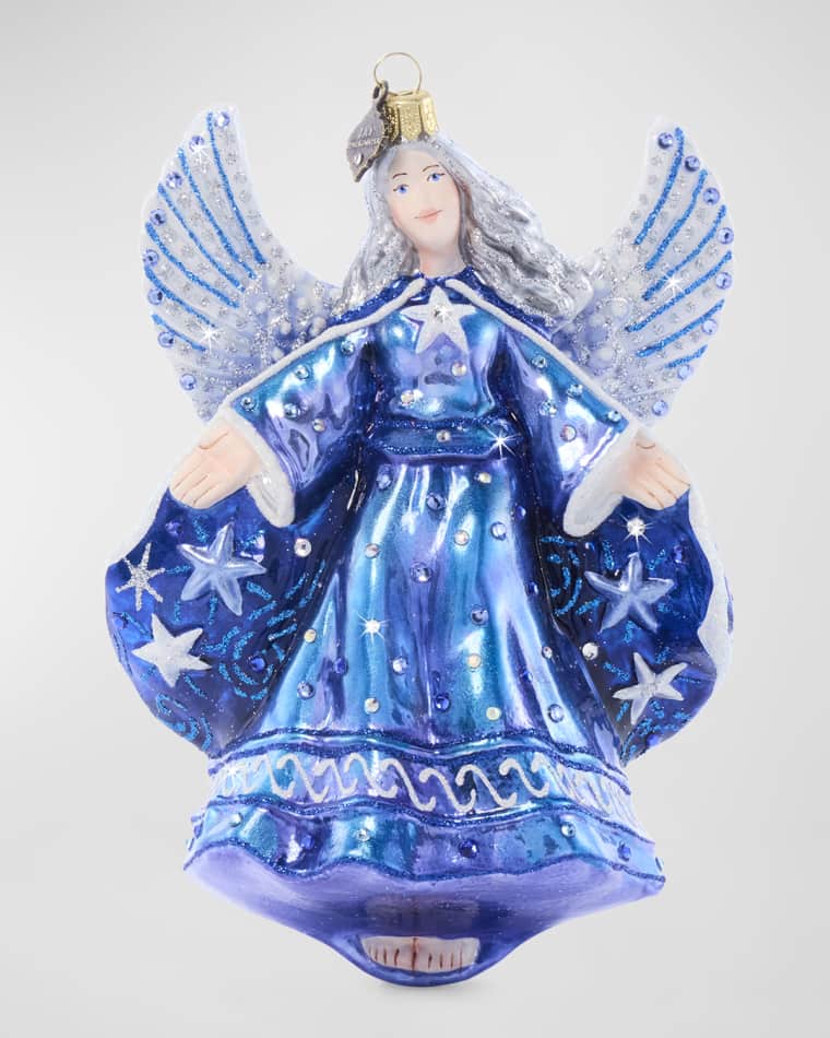Jay Strongwater Night Angel Glass Christmas Ornament