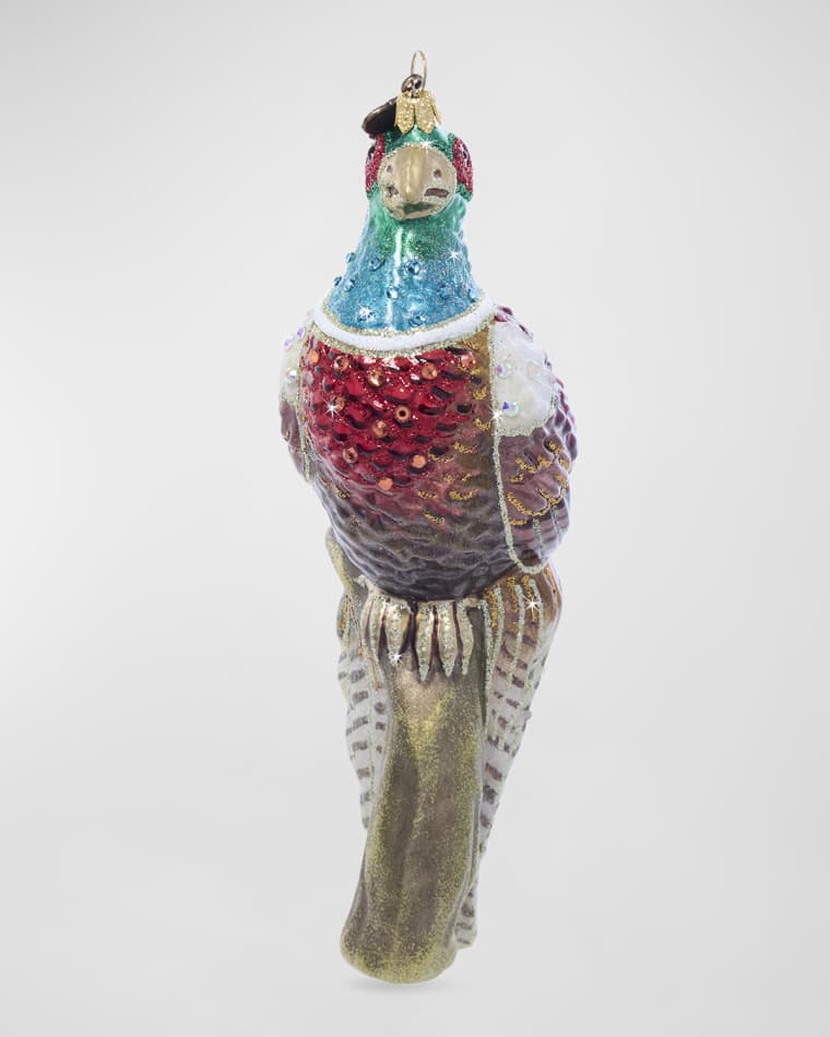 Jay Strongwater Pheasant Glass Christmas Ornament
