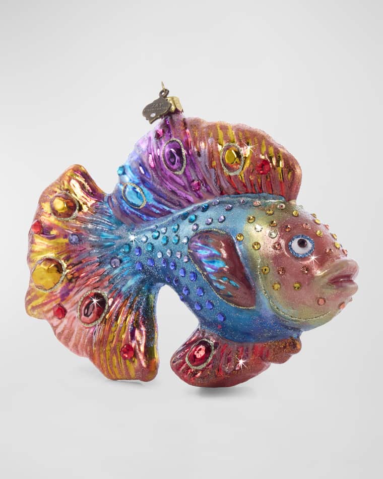Jay Strongwater Fancy Fish Glass Christmas Ornament