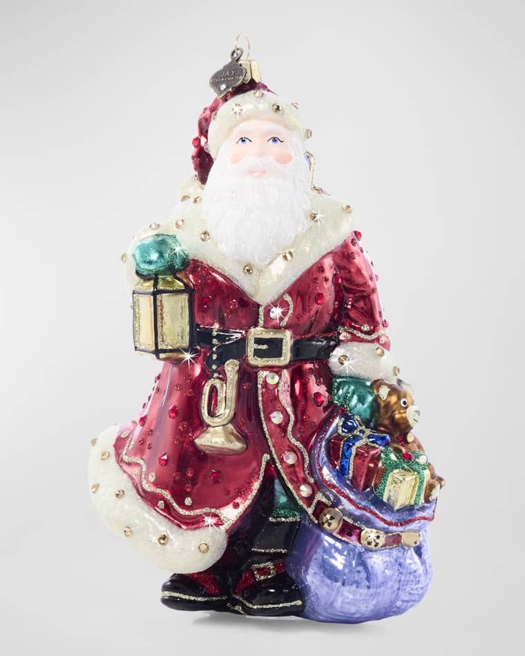 Jay Strongwater Bountiful Santa Glass Christmas Ornament