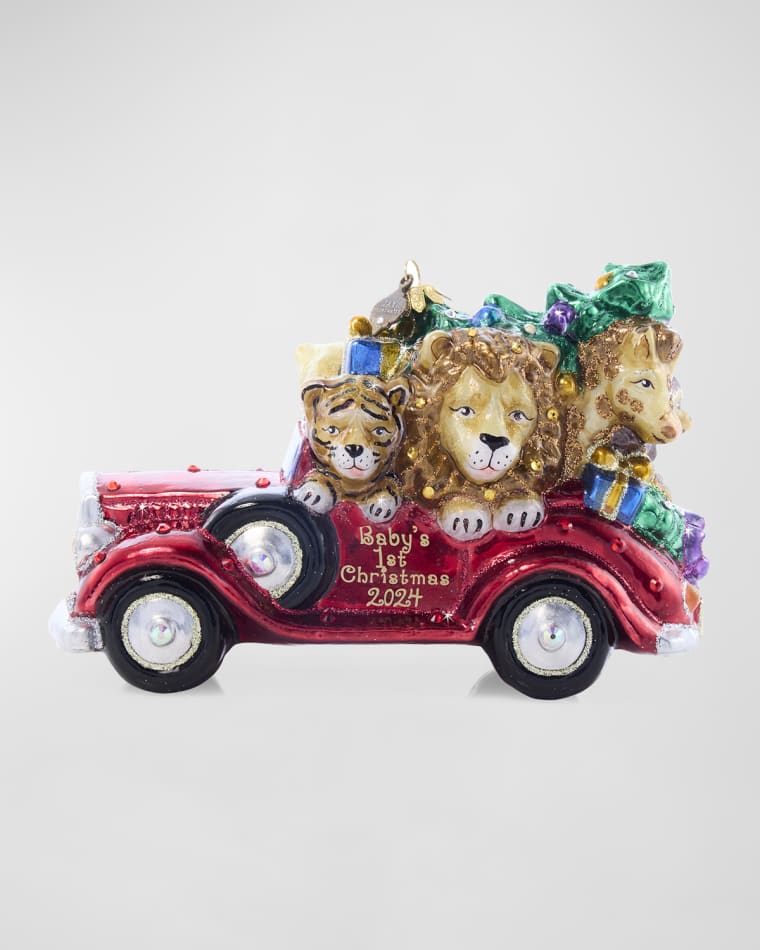 Jay Strongwater Baby's First Ride Glass Christmas Ornament