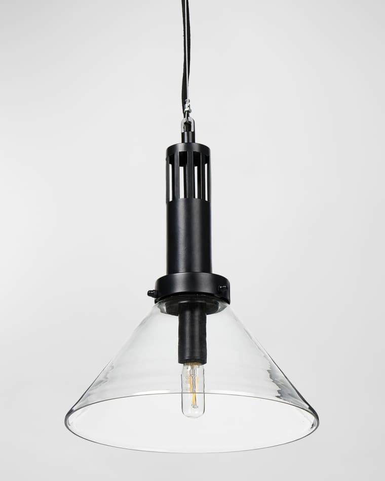 Four Hands Aldis 13" Pendant Light, Black/Clear