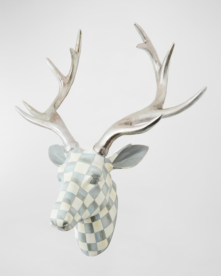 MacKenzie-Childs Sterling Check Small Deer Head Wall Decor