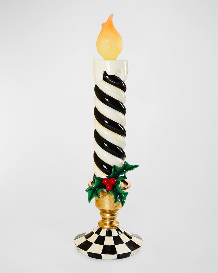 MacKenzie-Childs Courtly Stripe Medium Illuminated Trophy Candle
