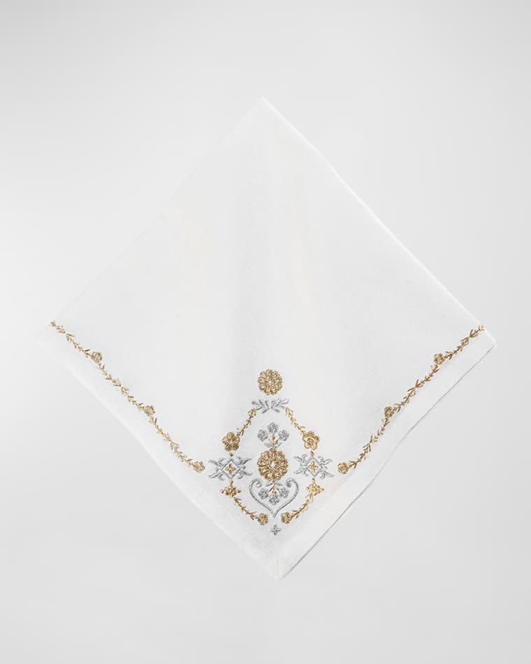 Juliska Heidi Embroidered Gold & Silver Napkin