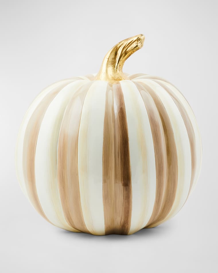 MacKenzie-Childs Mocha Stripe Medium Pumpkin, 13.6"