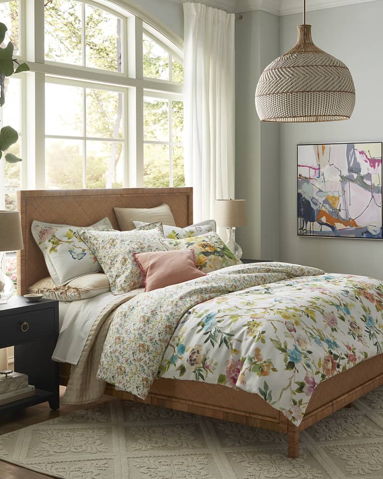 Designers Guild Fiore d'Acqua Peony Reversible King Duvet Cover Fiore d'Acqua Peony Reversible Queen Duvet Cover Chenevard Natural and Chalk Large Quilt