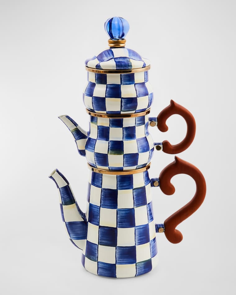 MacKenzie-Childs Royal Check Stackable Coffee Set