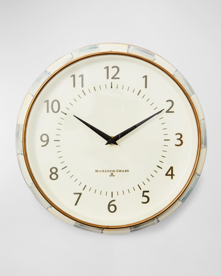 MacKenzie-Childs Sterling Check School Wall Clock