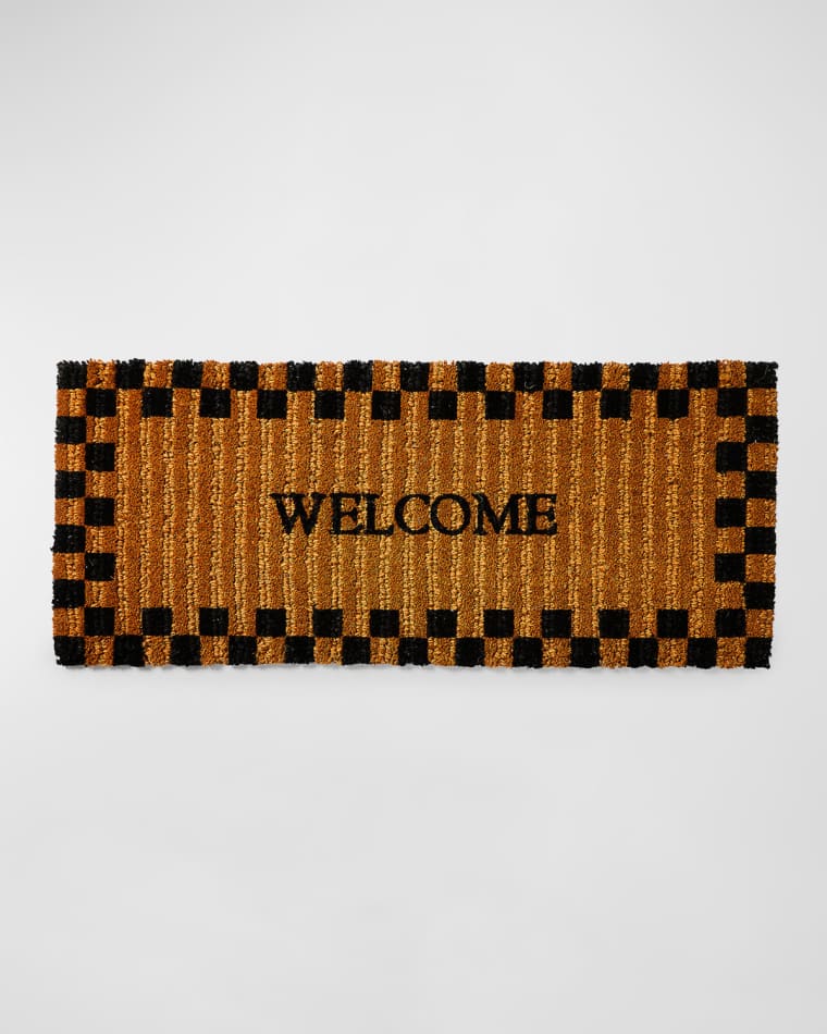MacKenzie-Childs Welcome Checked Double Door Entrance Mat, 2' x 5'