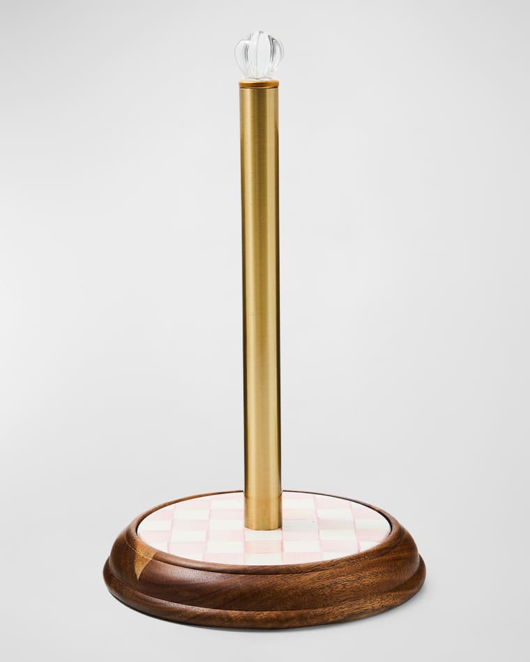 MacKenzie-Childs Rosy Check Wood Paper Towel Holder