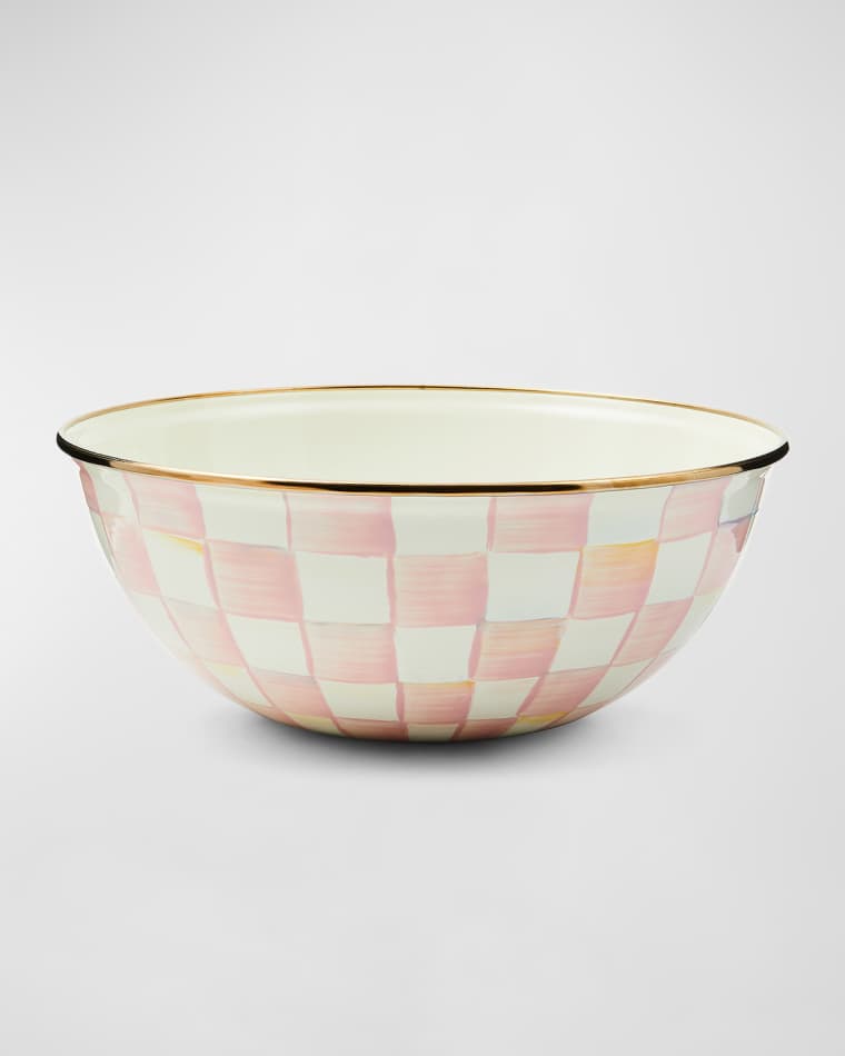MacKenzie-Childs Rosy Check Enamel Everyday Bowl, Medium