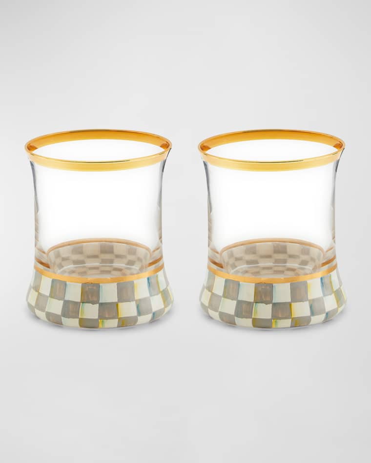 MacKenzie-Childs Sterling Check Tumbler Glass, Set of 2