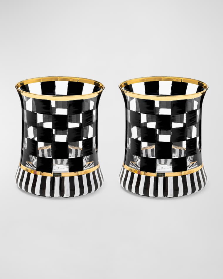 MacKenzie-Childs Carnival Black Tumbler Glass, Set of 2