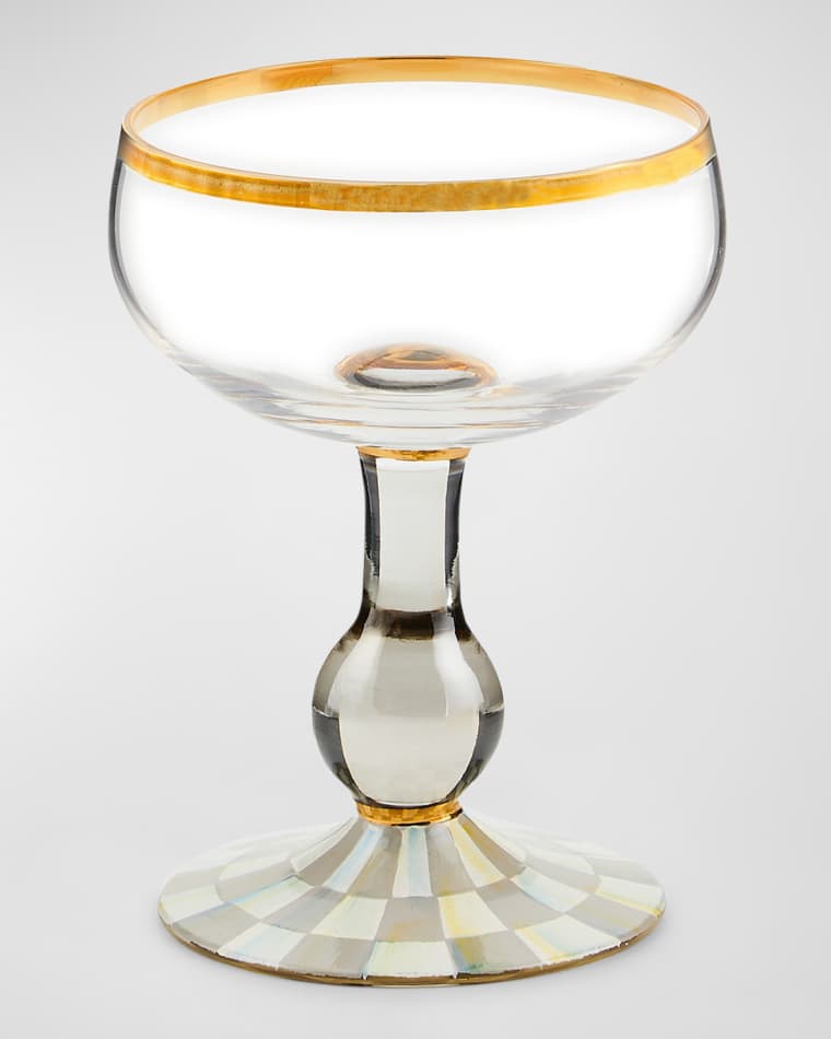 MacKenzie-Childs Sterling Check Coupe Glass