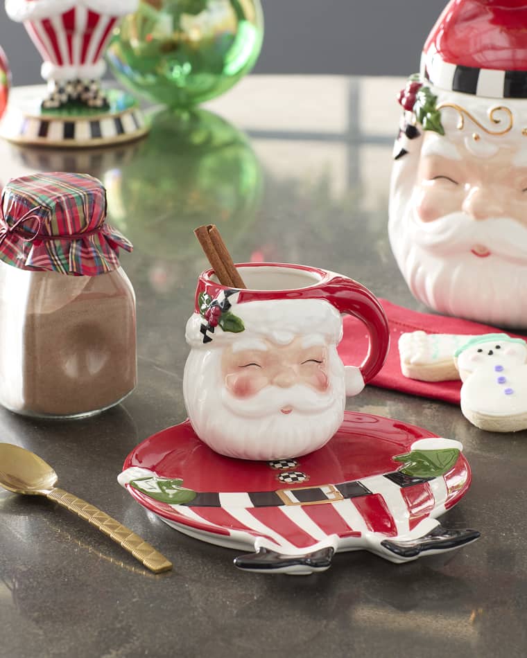 MacKenzie-Childs Nick's Pick Santa Milk & Cookies, Set of 2