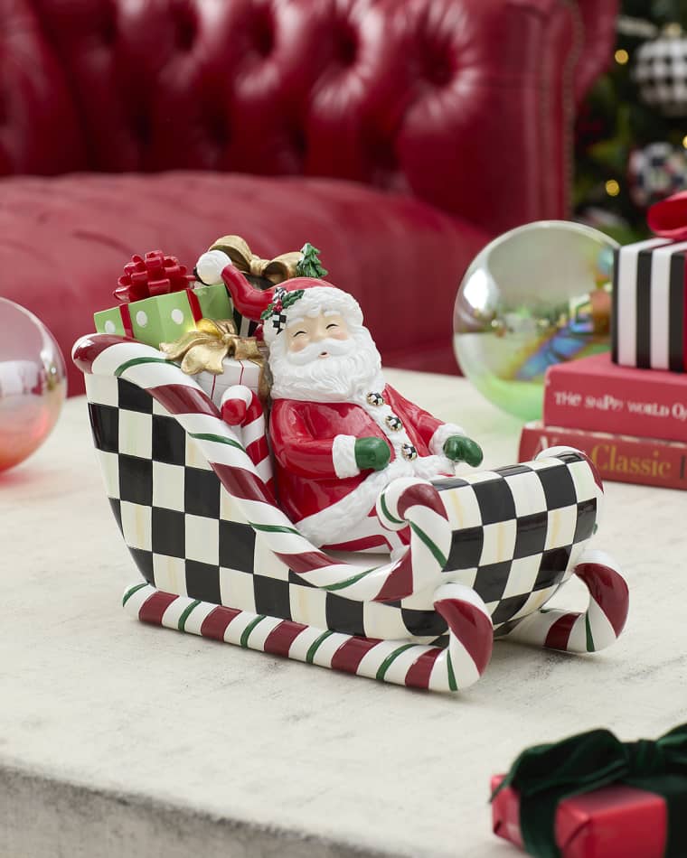 MacKenzie-Childs Nick's Pick Illuminated Santa in Sleigh Decor