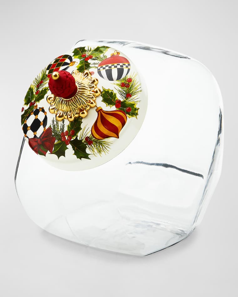 MacKenzie-Childs Cookie Jar with Deck the Halls Lid