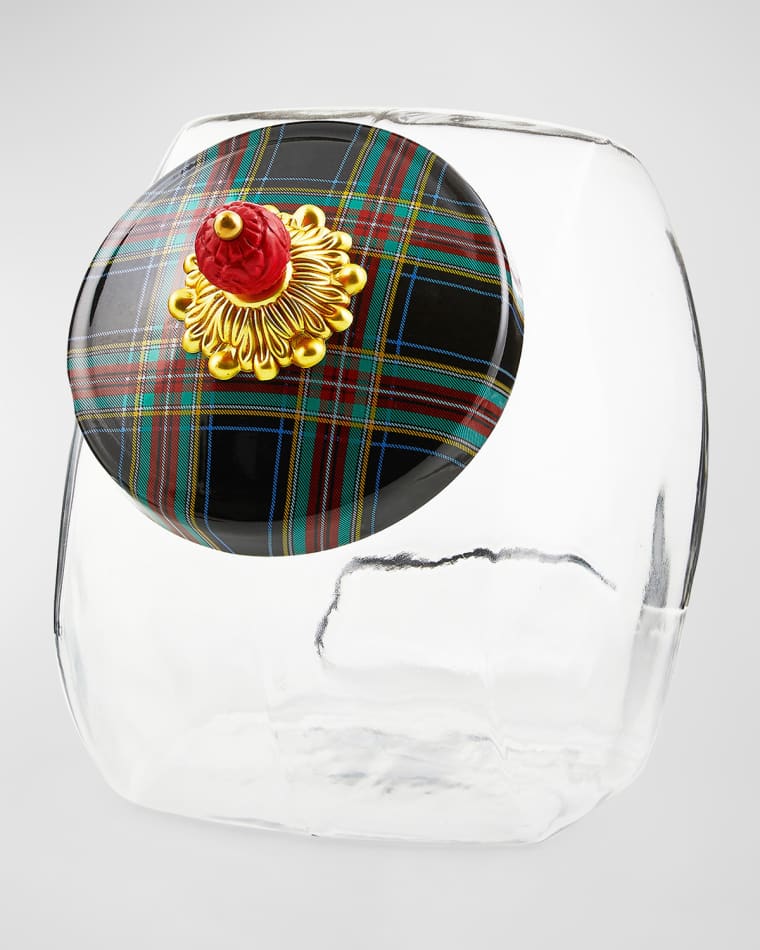 MacKenzie-Childs Cookie Jar with Black Tartan Lid