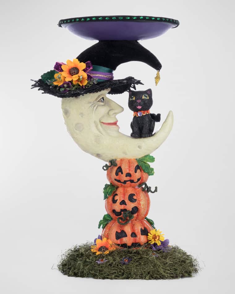 Katherine's Collection Jacks and Cats Moon Pillar Candle Holder