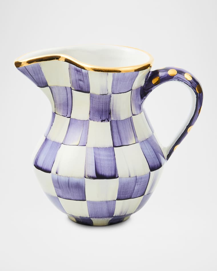 MacKenzie-Childs Plum Check Ceramic Creamer