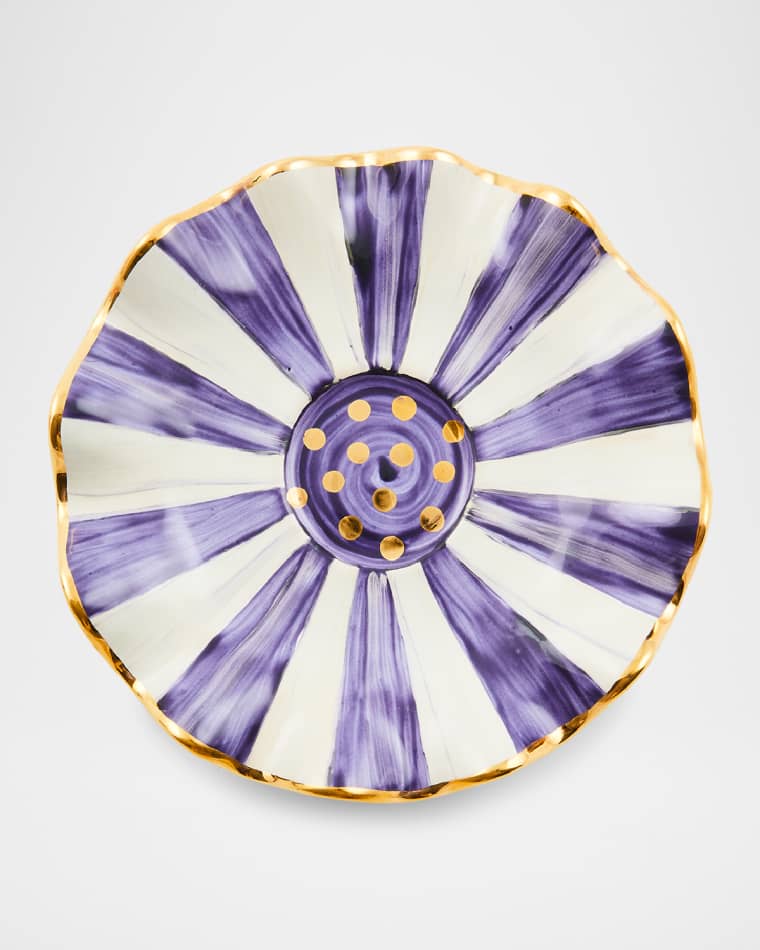 MacKenzie-Childs Plum Check Ceramic Saucer