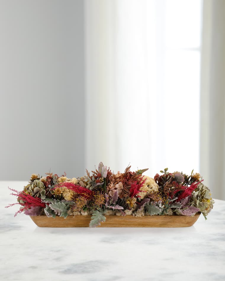 John-Richard Collection Autumn Blooms 11" Faux Floral Arrangement in Wood Tray