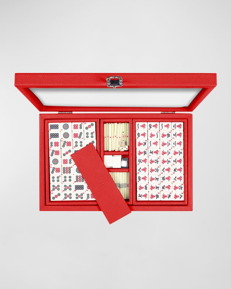 Hector Saxe Leather Mahjong Set, Red