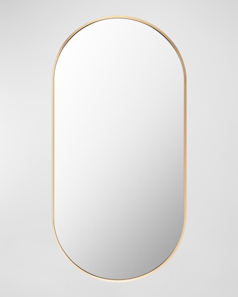 Surya Aranya 39" Thick Oval Wall Mirror, Gold