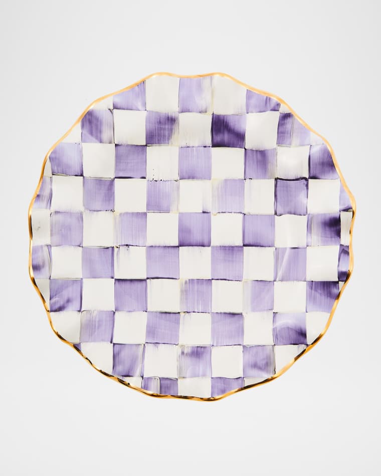MacKenzie-Childs Plum Check Fluted Ceramic Dinner Plate
