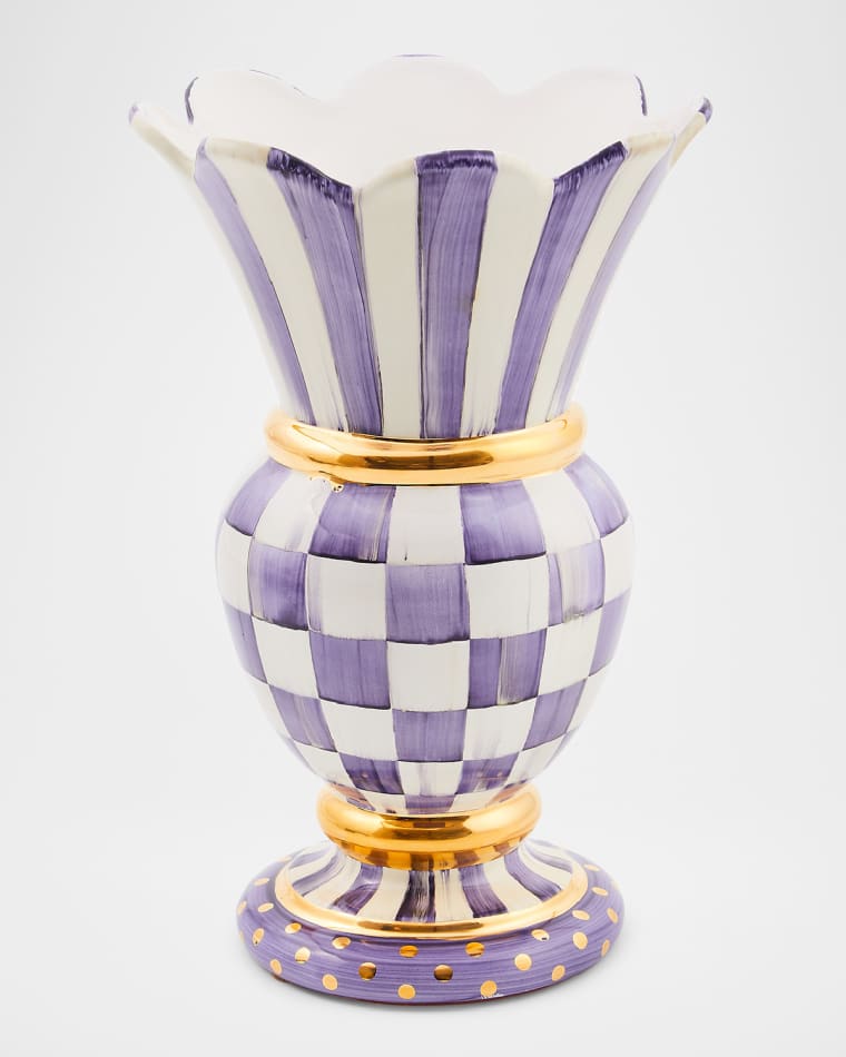 MacKenzie-Childs Plum Check Ceramic Great Vase