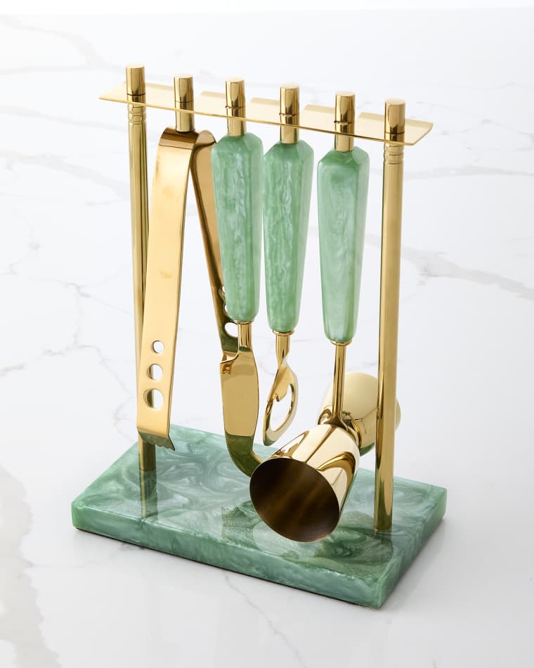 Asher Asher Bar Tools Set with Stand, 4-Piece Set