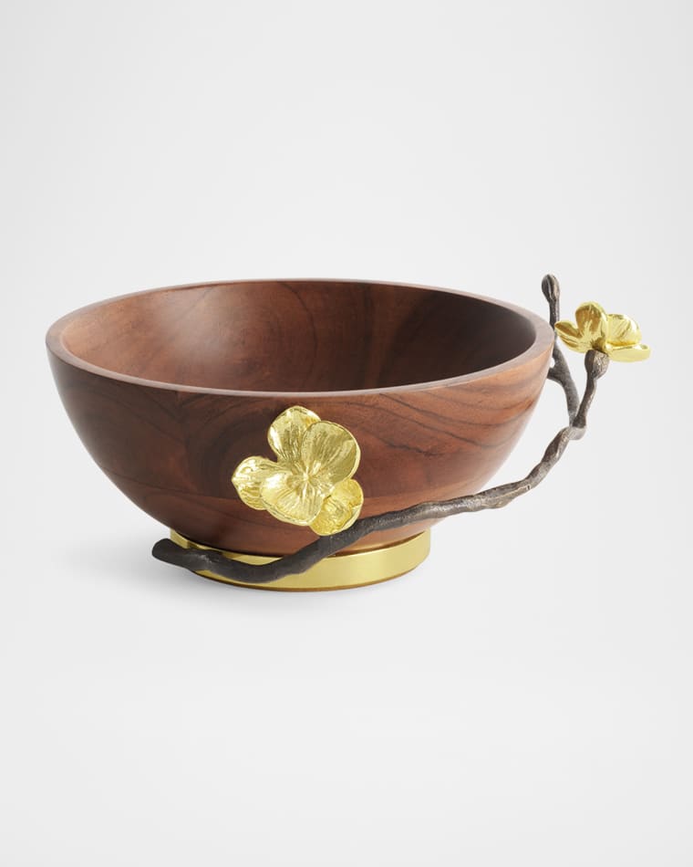 Michael Aram Gold Orchid Small Wood Bowl
