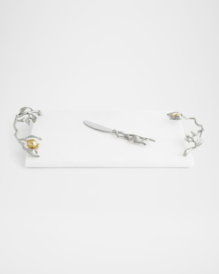 Michael Aram Pomegranate Silver & Gold Cheeseboard with Spreader