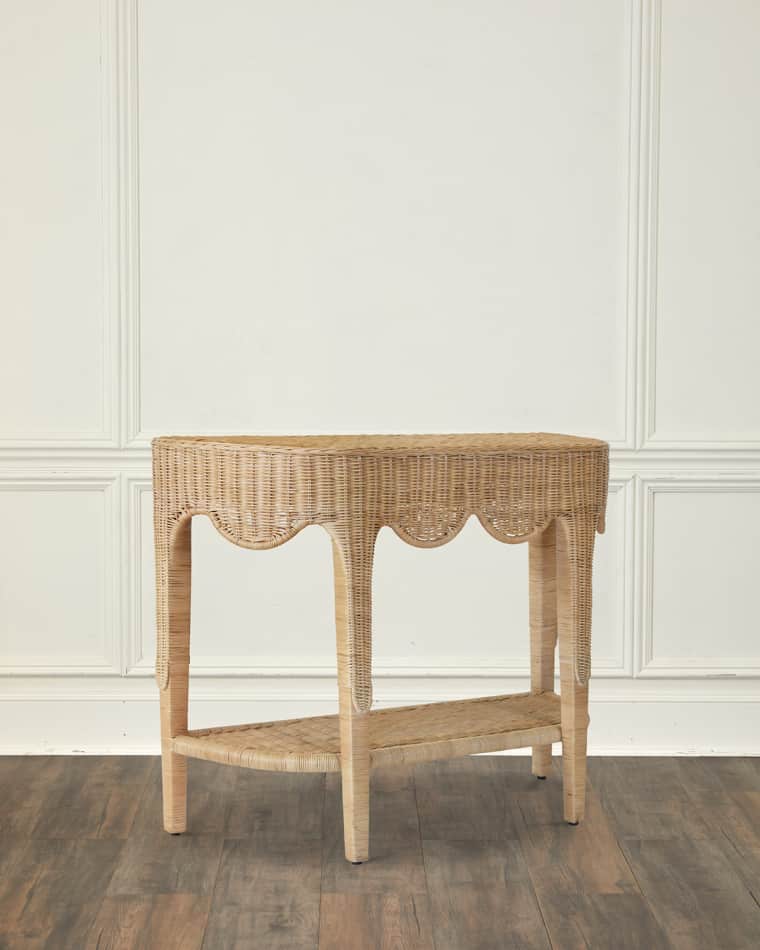 Worlds Away Palome Scalloped Demilune Table