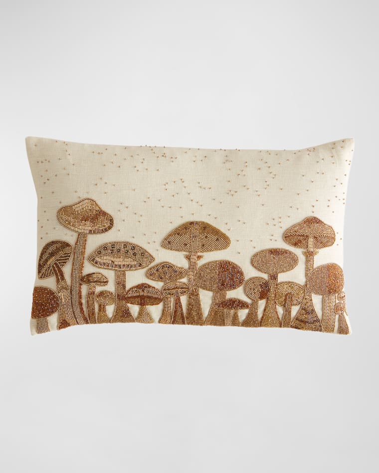 Jonathan Adler Botanist Mushrooms Beaded Pillow, 12" x 20"