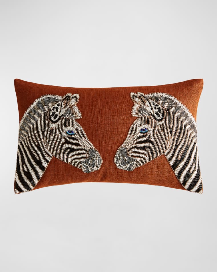 Jonathan Adler Zebra Beaded Pillow, 12" x 20"