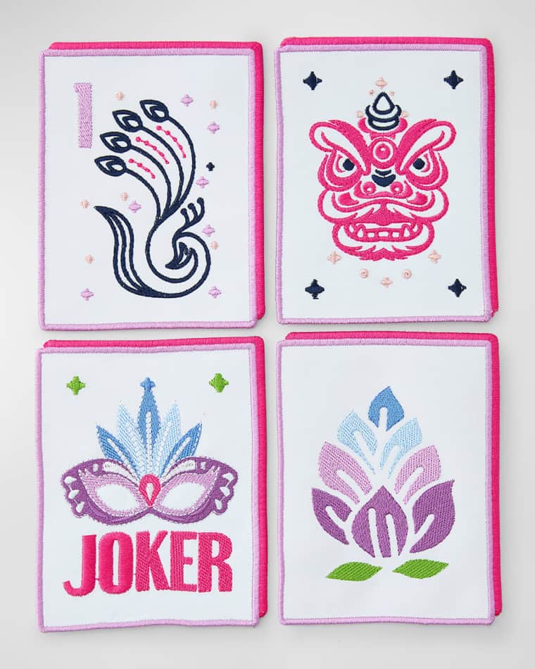 OH MY MAHJONG Soiree Tile Cocktail Napkins, Set of 4
