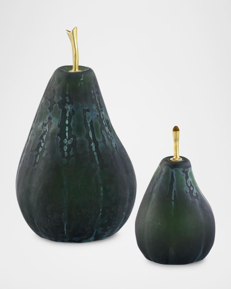 John-Richard Collection Glass Pear Sculptures, Set of 2