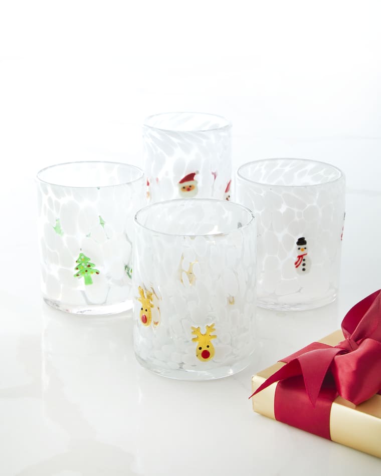 Neiman Marcus Holiday Small Tumblers, Set of 4