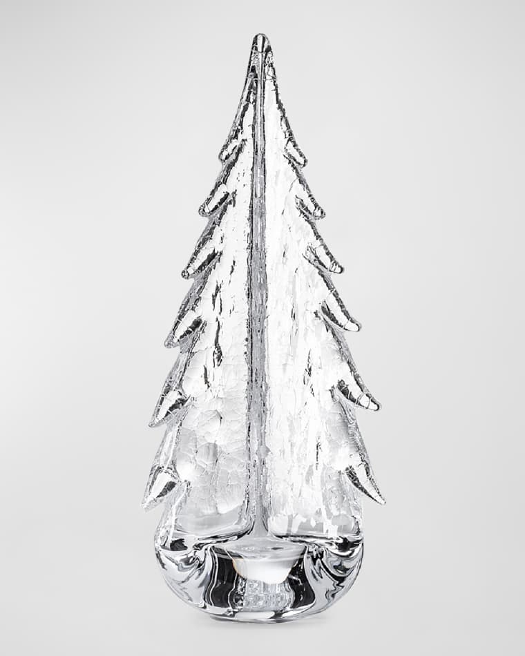 Simon Pearce Vermont Crackle Evergreen Glass Tree, 14"