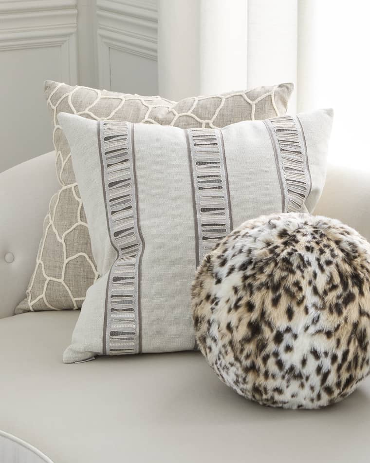 D.V. KAP Home Alger Animal Printed Decor Pillow Hera Decorative Throw Pillow, 24 Sq. Cheetah Faux Fur Ball Pillow