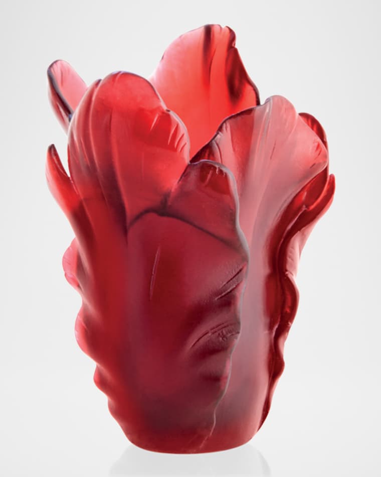 Daum Red Tulip Vase, 6.7"