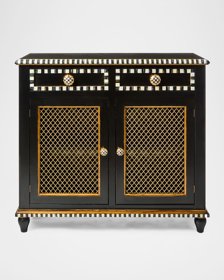 MacKenzie-Childs Courtly Criss-Cross Small Cabinet
