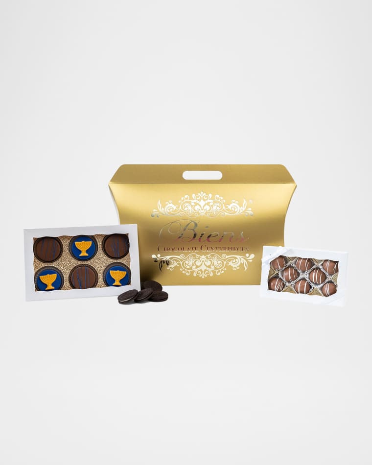 Biens Chocolate Centerpiece Hanukkah Custom Sandwich Cookie & Bien Tote Box